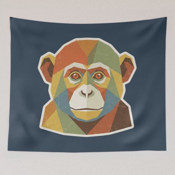 Item preview, Geometric Gorilla Portrait – Symmetrical Ape Painting for Wildlife Lovers' Interiors designed and sold by bsbd-action.