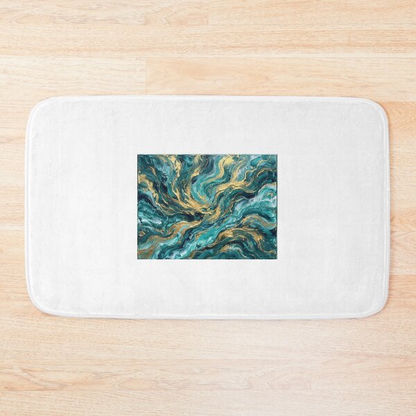 Item preview, Ocean Waves Teal Blue and Gold Fluid Art - Abstract Sea Wall Decor - Luxury Coastal Beach House Gift designed and sold by Camwal.