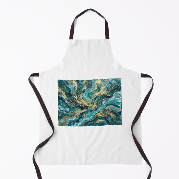 Item preview, Ocean Waves Teal Blue and Gold Fluid Art - Abstract Sea Wall Decor - Luxury Coastal Beach House Gift designed and sold by Camwal.