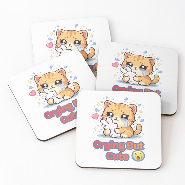 Item preview, Crying But Cute ?? | Emotional Kawaii Cat & Relatable Mood designed and sold by Kawaii Cosmos Cats.