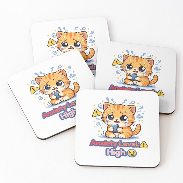 Item preview, Anxiety Level: High ⚠️? | Funny Anxious Cat & Relatable Stress Mood designed and sold by Kawaii Cosmos Cats.