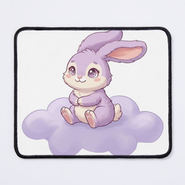 Item preview, Lavender Bunny on Purple Cloud Cute Kawaii Nursery Art designed and sold by TotsTeeShop.