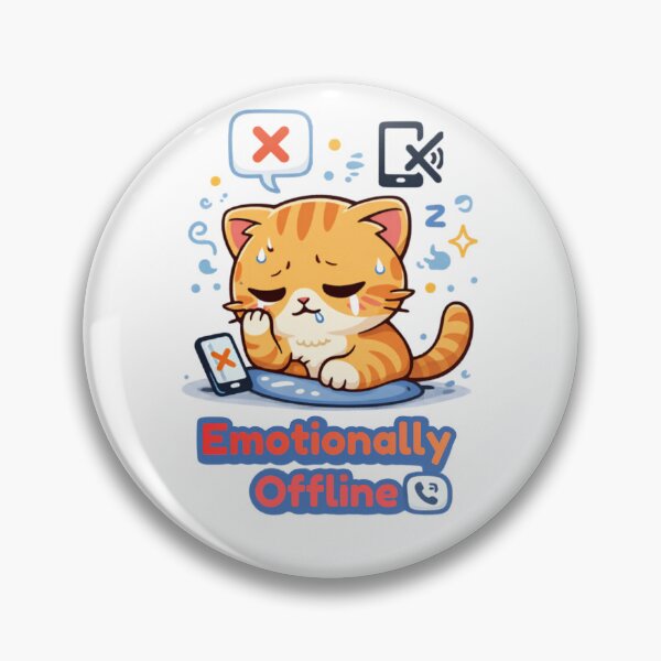 Item preview, Emotionally Offline ?? | Funny Burnout Cat | Mentally Checked Out Meme designed and sold by Kawaii Cosmos Cats.
