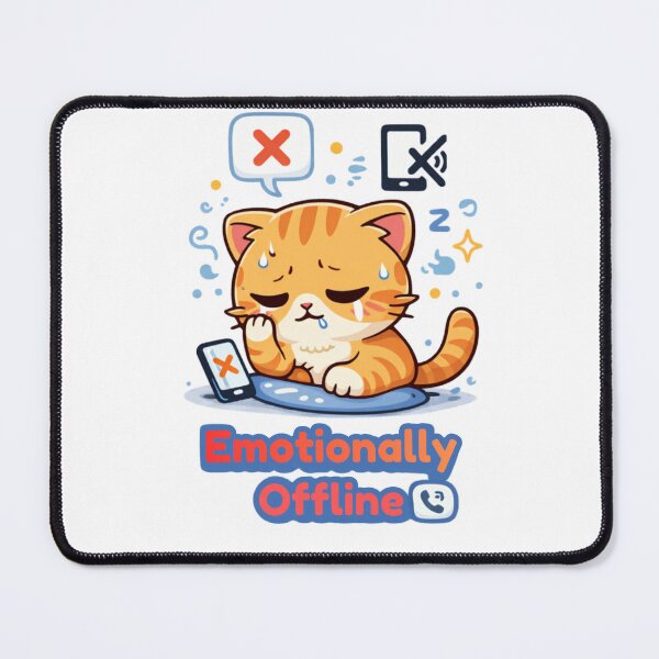 Item preview, Emotionally Offline ?? | Funny Burnout Cat | Mentally Checked Out Meme designed and sold by Kawaii Cosmos Cats.