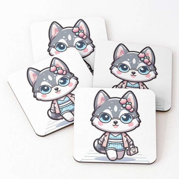Item preview, Cute Husky Girl With Glasses Blue Outfit Kawaii Dog Sticker designed and sold by carestazafeli.