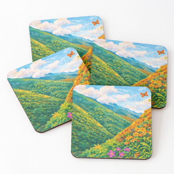 Item preview, Vibrant Green Hills, Papercut Collage, Mixed Media Digital Illustration designed and sold by SWSandraWechner.