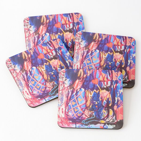 Item preview, Queen of Hearts Valentine Art – Surreal Love Fantasy in Red and Blue designed and sold by Mastilovic.Art.