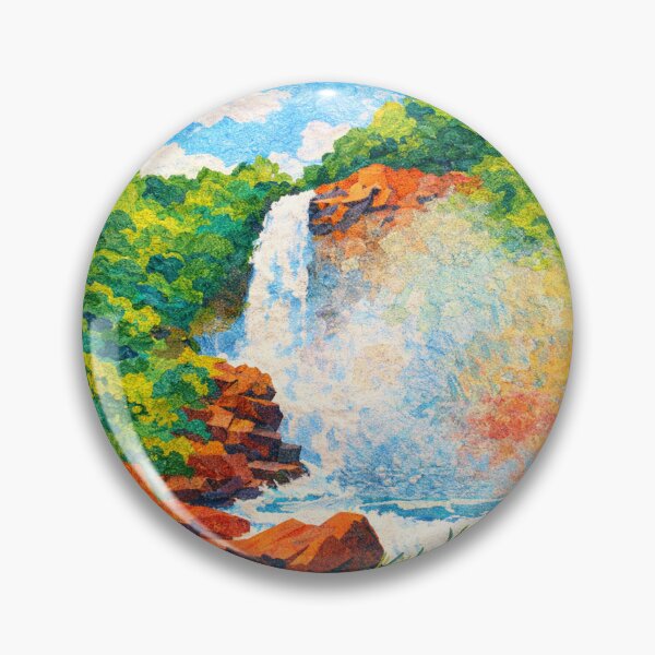 Item preview, Majestic Waterfall in Rainforest, Papercut Collage, Mixed Media Digital Illustration designed and sold by SWSandraWechner.