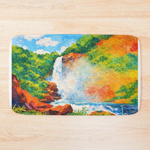Item preview, Majestic Waterfall in Rainforest, Papercut Collage, Mixed Media Digital Illustration designed and sold by SWSandraWechner.