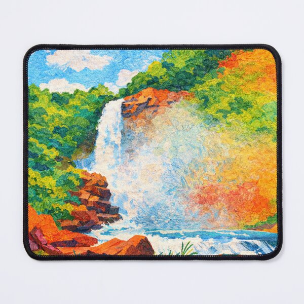 Item preview, Majestic Waterfall in Rainforest, Papercut Collage, Mixed Media Digital Illustration designed and sold by SWSandraWechner.