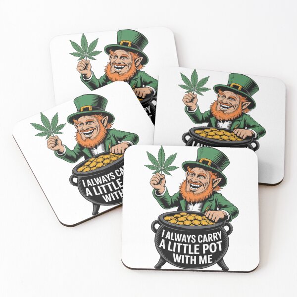 Item preview, Leprechaun Linocut Print with Cannabis Leaf designed and sold by Bloomkept.