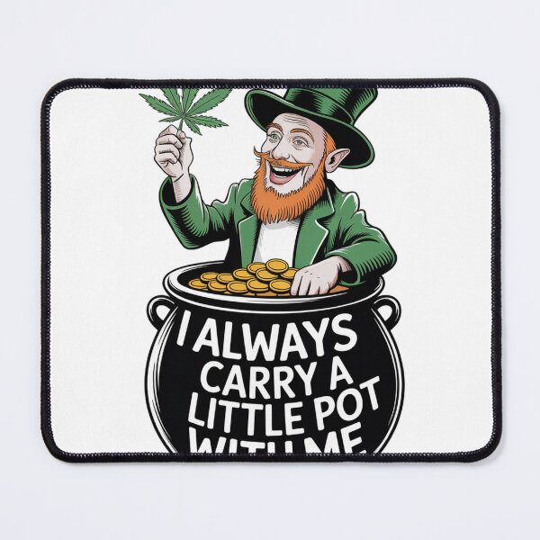 Item preview, Leprechaun with Cannabis Leaf Minimalist Line Art designed and sold by Bloomkept.
