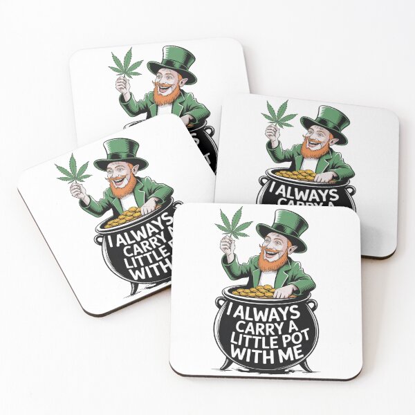 Item preview, Leprechaun with Cannabis Leaf Minimalist Line Art designed and sold by Bloomkept.