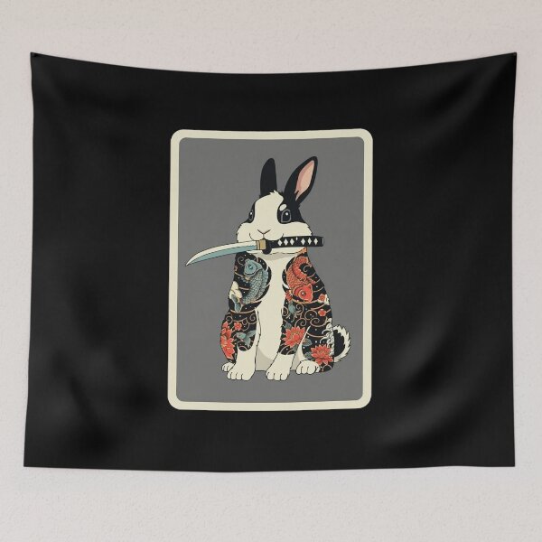 Item preview, Samurai Bunny Tattoo Style Cute Rabbit With Katana designed and sold by JordynLadukeg65.