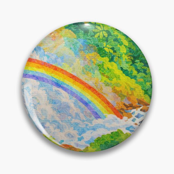 Item preview, Impressive Rainbow in Rainforest River, Papercut Collage, Mixed Media Digital Illustration designed and sold by SWSandraWechner.