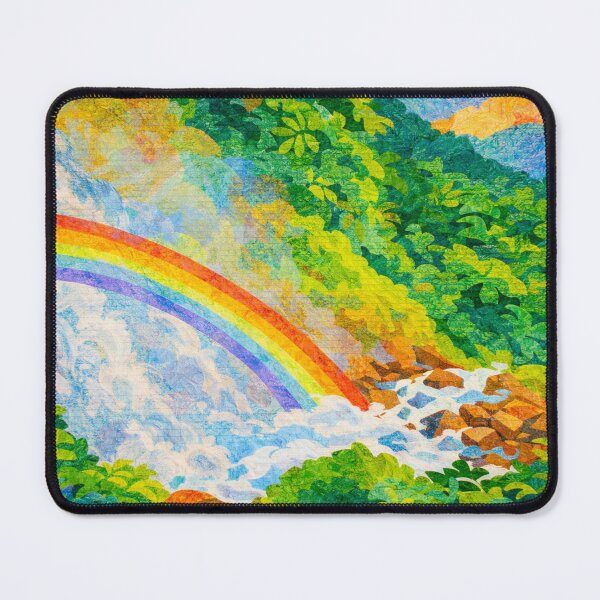 Item preview, Impressive Rainbow in Rainforest River, Papercut Collage, Mixed Media Digital Illustration designed and sold by SWSandraWechner.