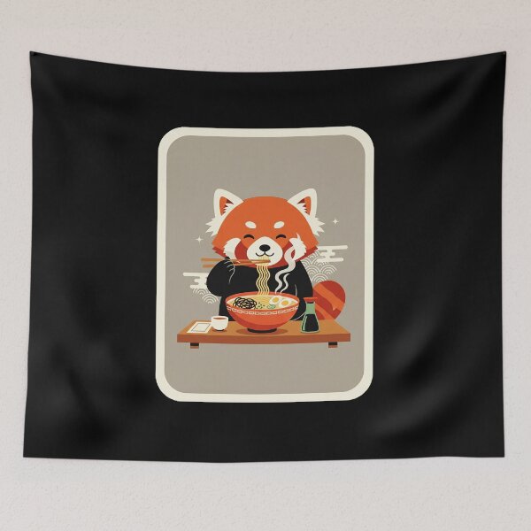 Item preview, Cute Red Panda Eating Ramen Kawaii Japanese Style designed and sold by JordynLadukeg65.