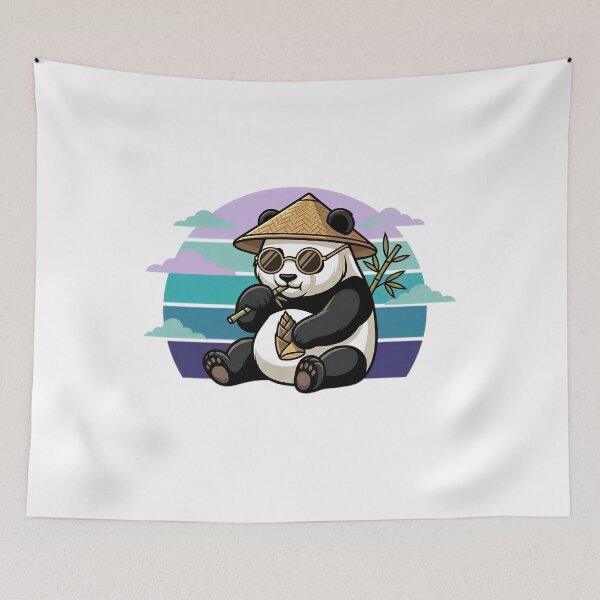 Item preview, Cool Panda Eating Bamboo – Kawaii Zen Retro Aesthetic with Sunglasses designed and sold by Soulprint Art.