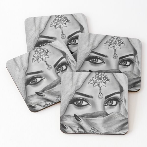 Item preview, Mysterious Arabian Woman Pencil Drawing Art Print designed and sold by Hafcishop.