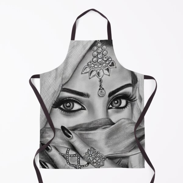 Item preview, Mysterious Arabian Woman Pencil Drawing Art Print designed and sold by Hafcishop.
