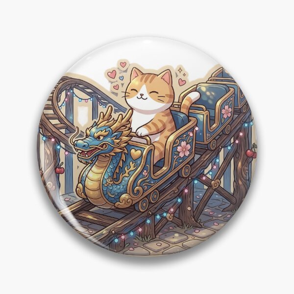 Item preview, Cute Orange Cat Riding a Dragon Rollercoaster Illustration designed and sold by NoopnyangStudio.