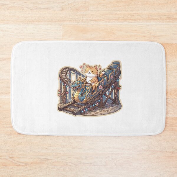 Item preview, Cute Orange Cat Riding a Dragon Rollercoaster Illustration designed and sold by NoopnyangStudio.