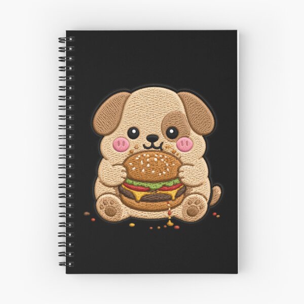 Item preview, Cute Chubby Puppy Eating Burger – Kawaii Comfort Food Dog Embroidery Patch Style designed and sold by ColorSplash123.