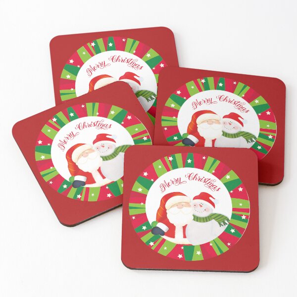 Item preview, Merry Christmas Santa Snowman Round Holiday Art designed and sold by PrintsByDali.