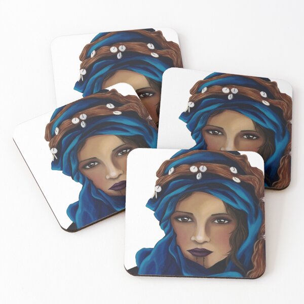 Item preview, Mysterious Berber Woman Blue Veil Portrait Art designed and sold by Hafcishop.