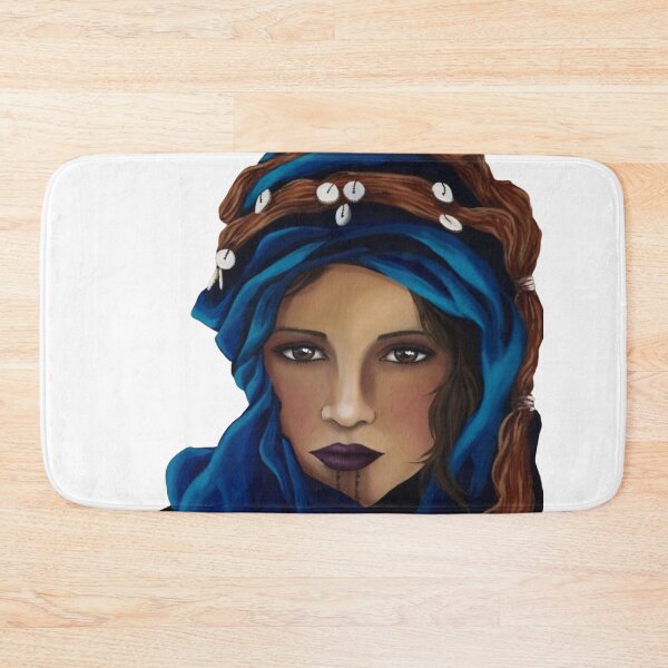 Item preview, Mysterious Berber Woman Blue Veil Portrait Art designed and sold by Hafcishop.
