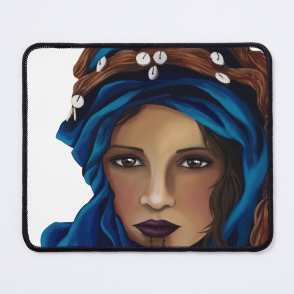 Item preview, Mysterious Berber Woman Blue Veil Portrait Art designed and sold by Hafcishop.