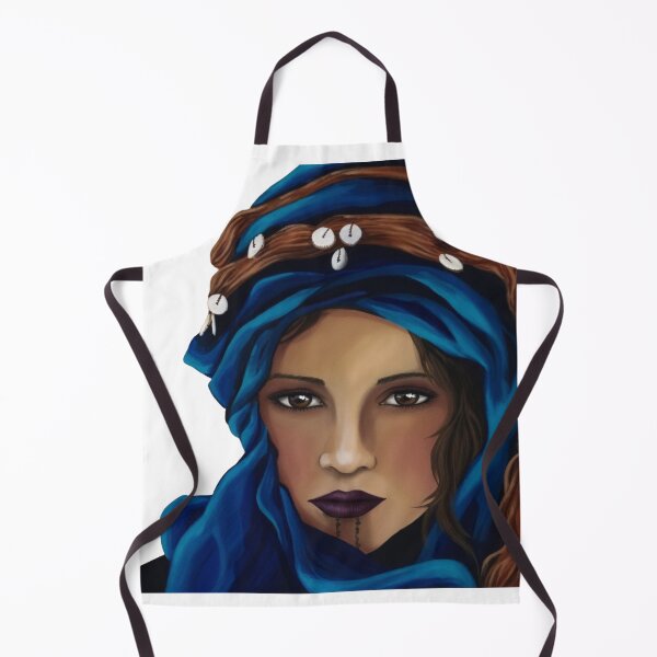 Item preview, Mysterious Berber Woman Blue Veil Portrait Art designed and sold by Hafcishop.