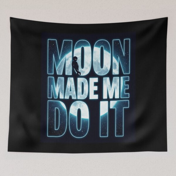 Item preview, Moon Made Me Do It Neon Glow Typography Space Aesthetic T-Shirt designed and sold by Desig-Creativit.