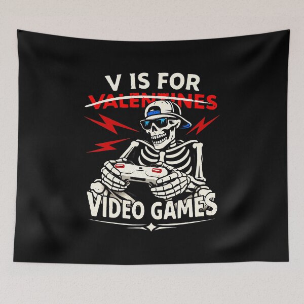 Item preview, V Is For Video Games Funny Gamer Skeleton  designed and sold by FGTV2021.
