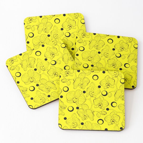 Item preview, Orchid sketch on turquoise neon yellow designed and sold by fuzzyfox.