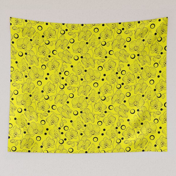 Item preview, Orchid sketch on turquoise neon yellow designed and sold by fuzzyfox.