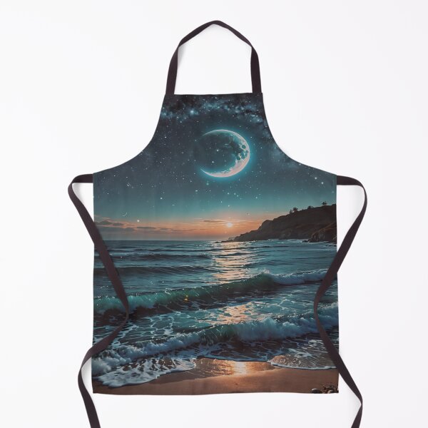 Item preview, Moonlit Ocean Wall Art – Crescent Moon Over Waves Coastal Night Seascape Print designed and sold by BeautifulVirtues.