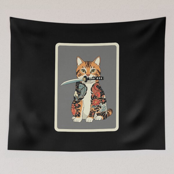 Item preview, Samurai Cat Japanese Tattoo Style Warrior  designed and sold by JordynLadukeg65.