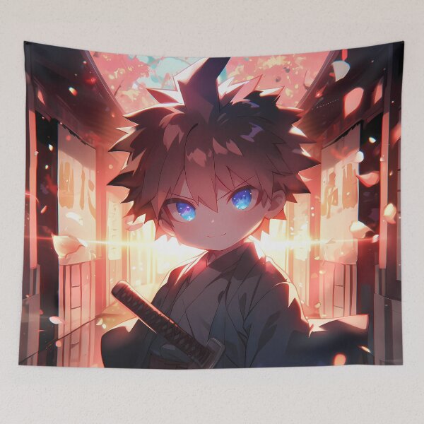 Item preview, Makoto Naegi Danganronpa Chibi Samurai In Warm Lantern Glow designed and sold by TanglenRabbit.