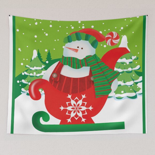 Item preview, Snowman Christmas Teacup Winter Holiday Cute Art designed and sold by PrintsByDali.