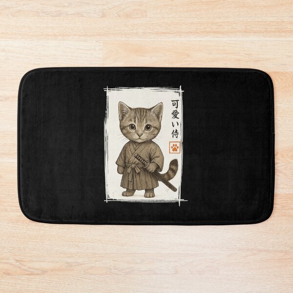 Item preview, Samurai Kitten Cute Japanese Style Cat Warrior designed and sold by titanlevi.