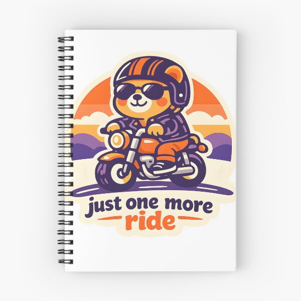 Item preview, "Just One More Ride" | Funny Biker Bear & Sunset Motorcycle Art designed and sold by Naviora.