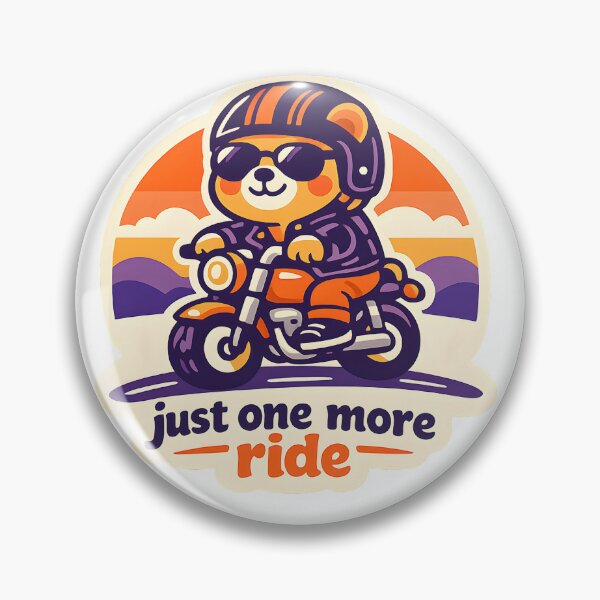 Item preview, "Just One More Ride" | Funny Biker Bear & Sunset Motorcycle Art designed and sold by Naviora.