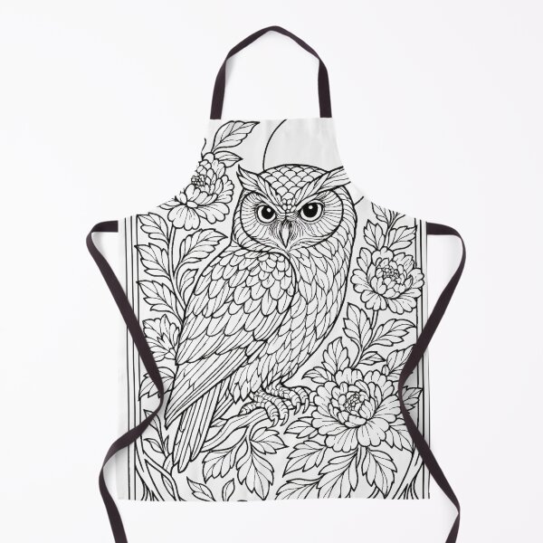 Aperçu de l'œuvre Illustration japonaise de hibou et de chrysanthème – Estampe botanique animalière créée et vendue par WabiSabiArts.