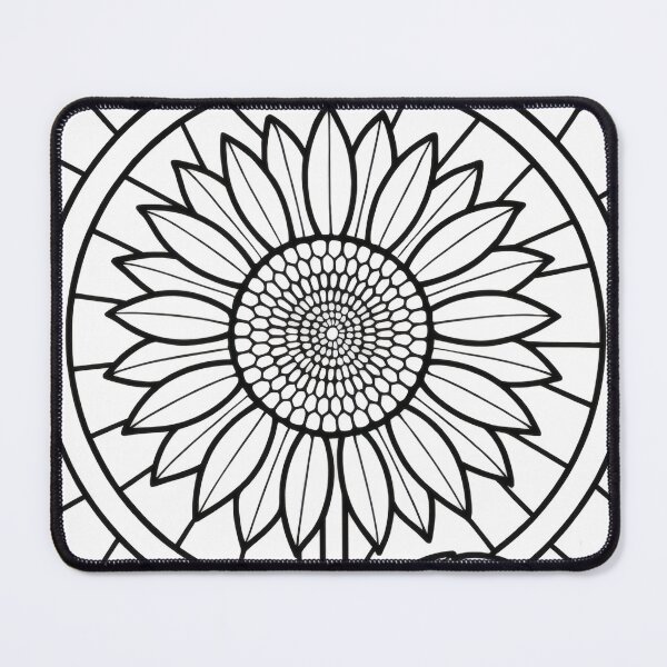 Item preview, Sunflower Stained Glass Coloring Page – Botanical Line Art Print designed and sold by WabiSabiArts.