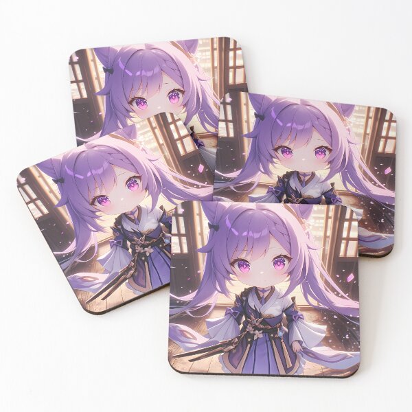 Item preview, Keqing Genshin Impact Purple Chibi Kimono Cherry Blossom designed and sold by TanglenRabbit.