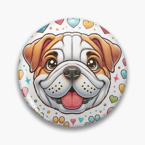 Item preview, Bulldog Head Cartoon Paw Prints and Hearts designed and sold by PRBloem.
