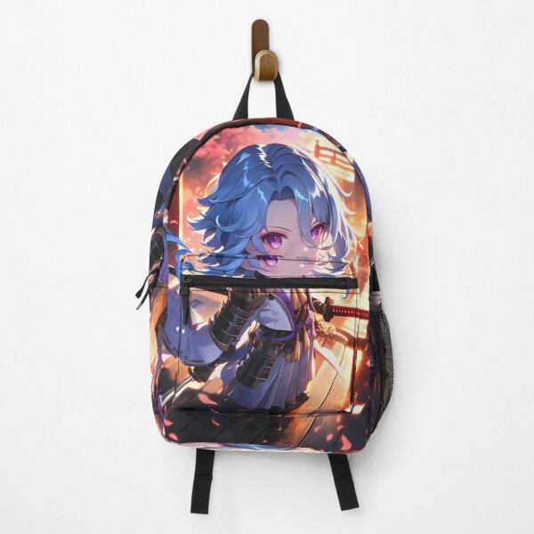 Item preview, Kamisato Ayato Genshin Impact Chibi Blue Samurai Sunset designed and sold by TanglenRabbit.