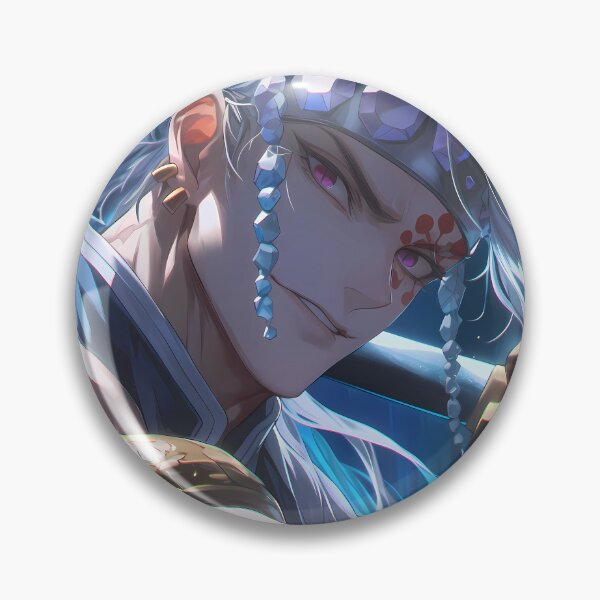 Item preview, Tengen Uzui Demon Slayer Flashy Neon Blue Portrait designed and sold by TanglenRabbit.