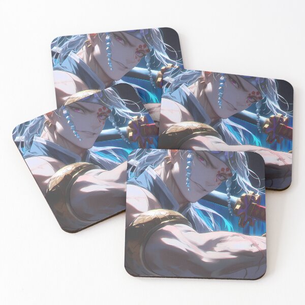 Item preview, Tengen Uzui Demon Slayer Flashy Neon Blue Portrait designed and sold by TanglenRabbit.